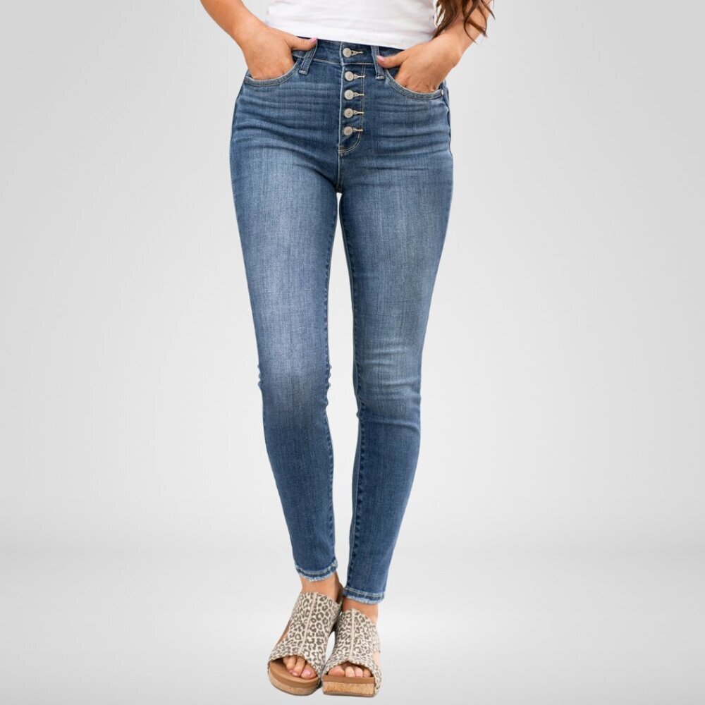 Judy Blue Button Fly High Rise Skinny Jeans - Picture 3 of 5